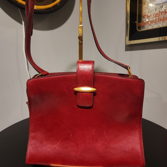 Dana Buchman Handbags - Dana Buchman PROJECT Red Shoulder Bag with Gold Accents